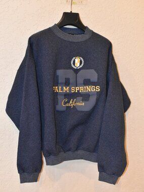 NWOT  Vintage Unisex Palm Springs California Sweatshirt Blue -Size L